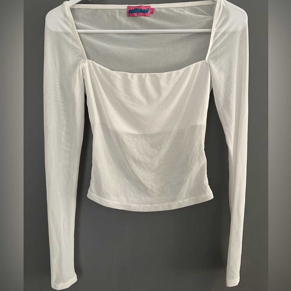 Edikted Sheer White Long Sleeve
